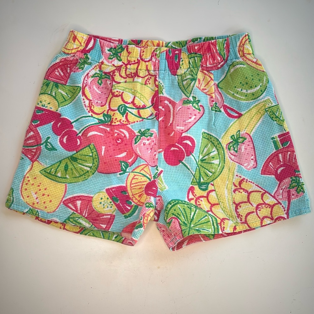 Lilly Pulitzer Kids Waffle Knit 100% Cotton Fruit Shorts Sz 6